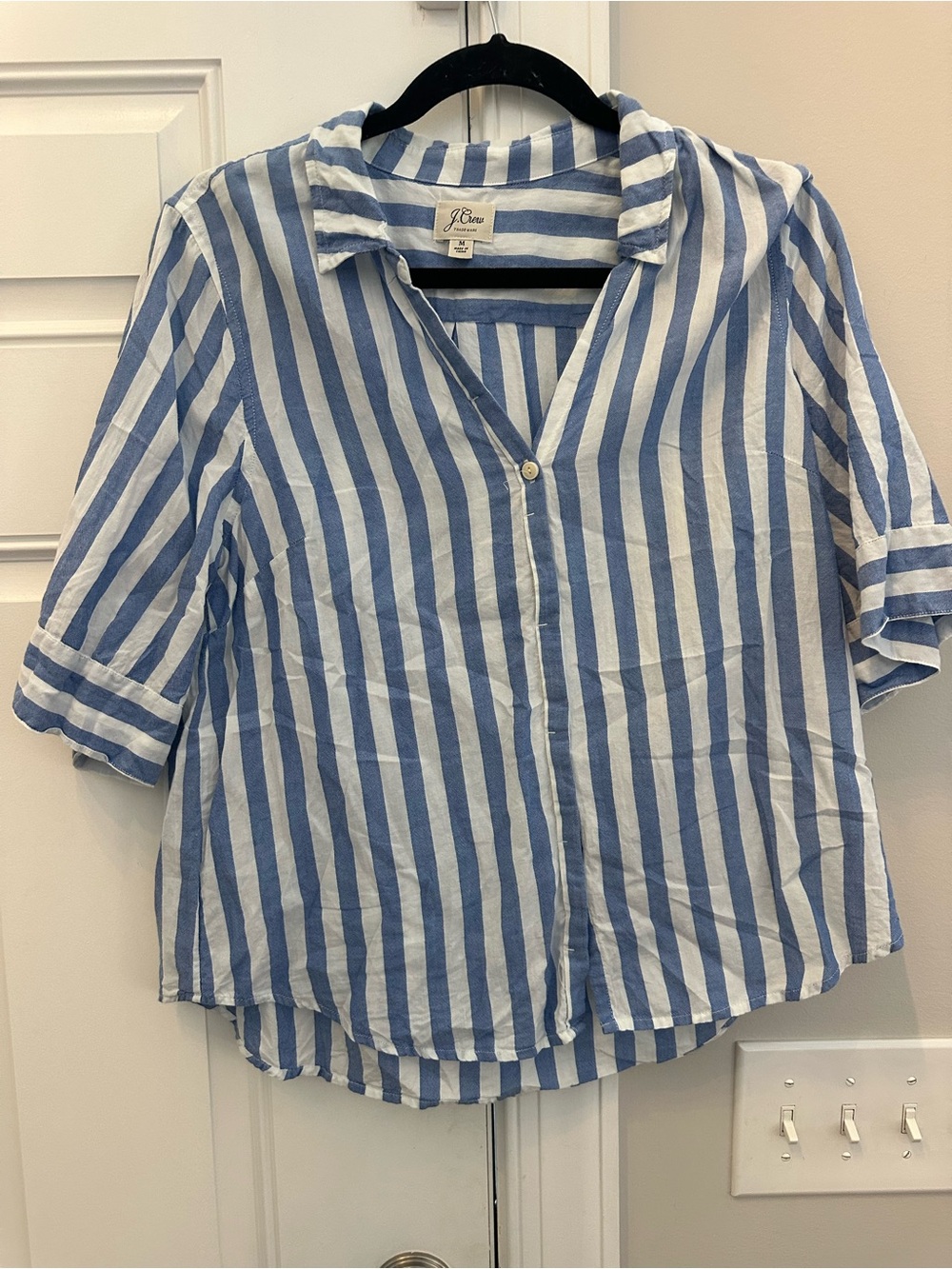J. Crew Blue & White Vertical Stripe Button-Front Shirt